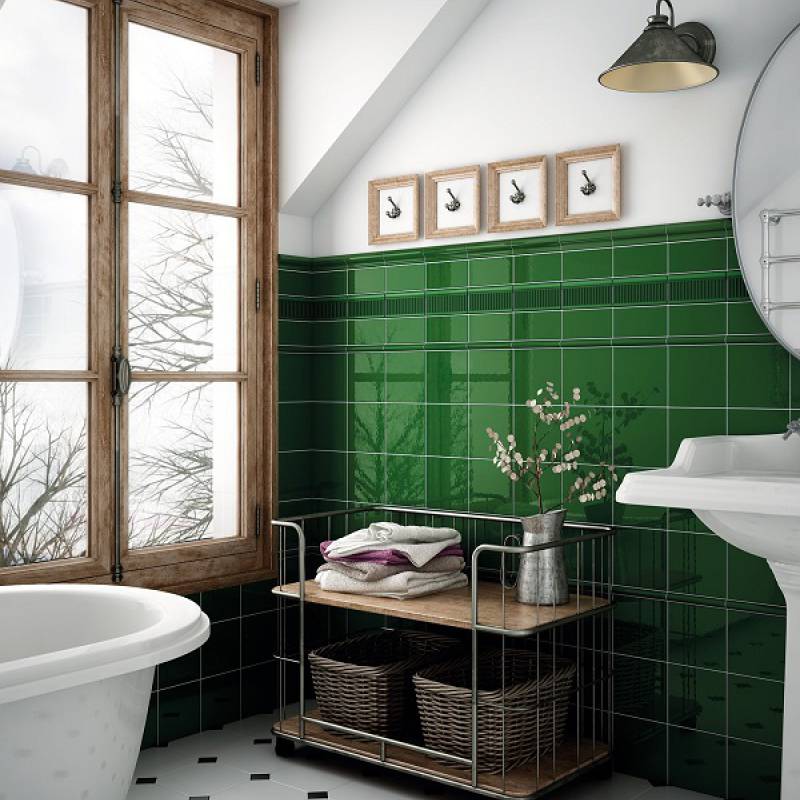 Gạch thẻ KT 100x100mm xanh lá bóng phẳng M1112 - Daisan Store