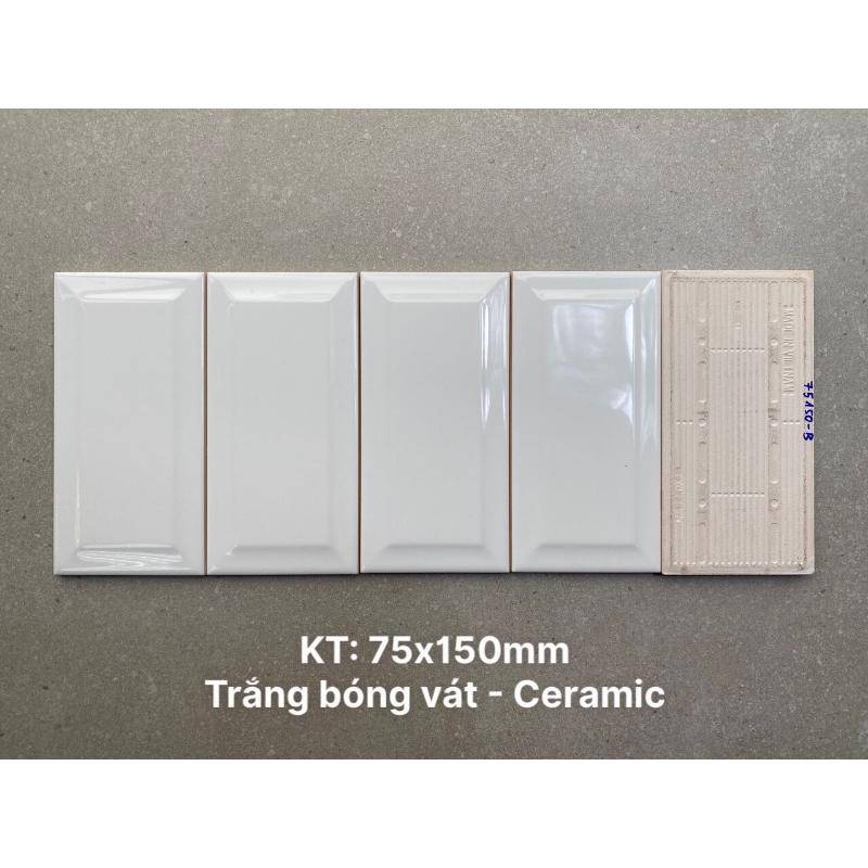 Gạch thẻ KT 75x150mm trắng bóng vát PSTA75150 - B - Daisan Store