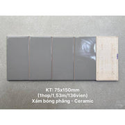 Gạch thẻ KT 75x150mm xám bóng phẳng PSTA75154 - Daisan Store