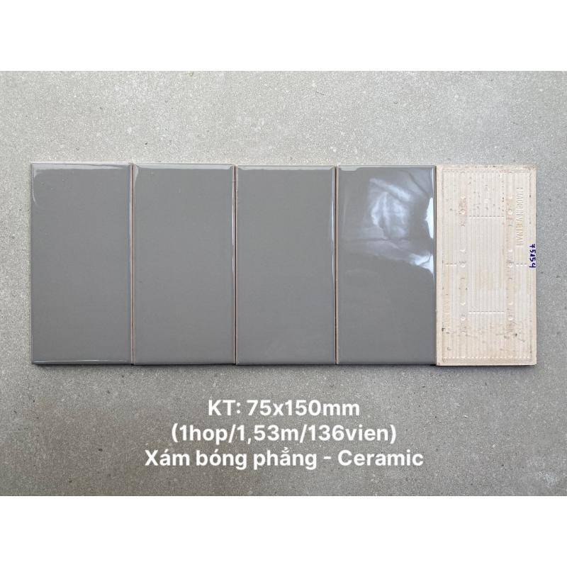 Gạch thẻ KT 75x150mm xám bóng phẳng PSTA75154 - Daisan Store