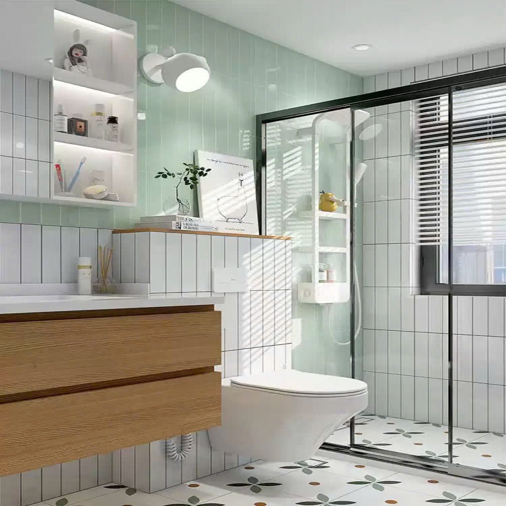 Gạch thẻ loại ưu xanh mint nhạt bóng phẳng KT 75x300mm mã STA75315_S - Daisan Store