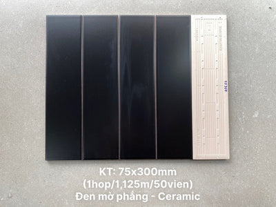 Gạch thẻ màu đen men mờ 75x300mm loại 1 mã STA75307M