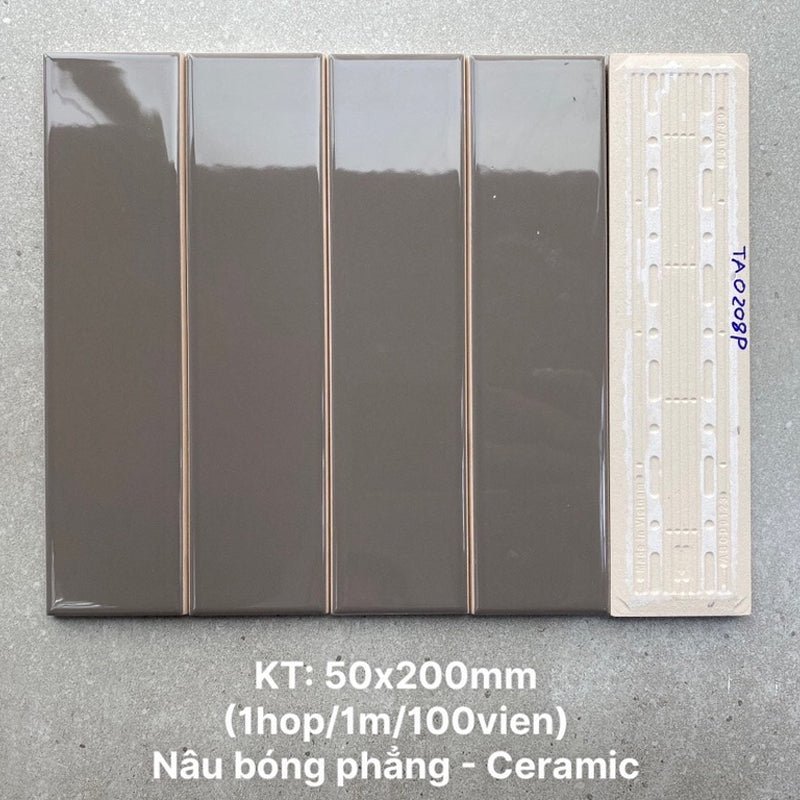 Gạch thẻ nâu bóng phẳng KT 50x200mm TA0208P - Daisan Store