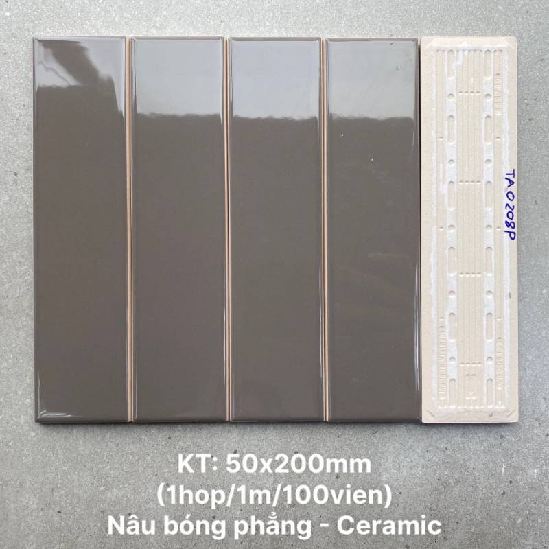 Gạch thẻ nâu bóng phẳng KT 50x200mm TA0208P - Daisan Store