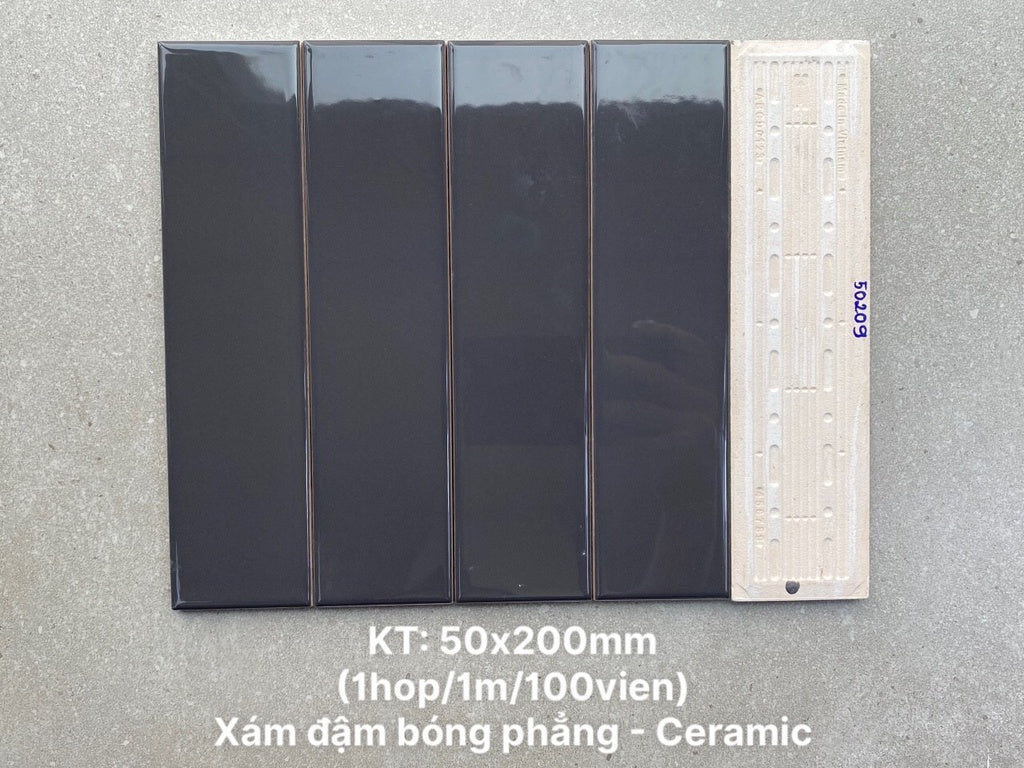 Gạch thẻ xám đậm bóng phẳng KT 50x200 PSTA50209 - Daisan Store
