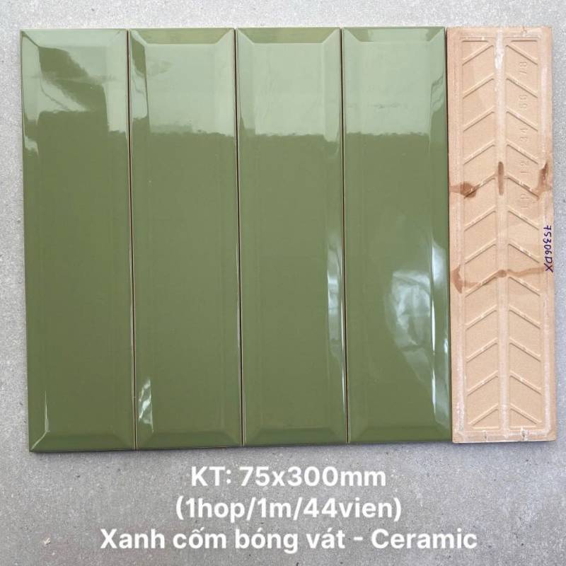Gạch thẻ xanh bóng vát KT 75x300mm PSTA75306DX5 - Daisan Store
