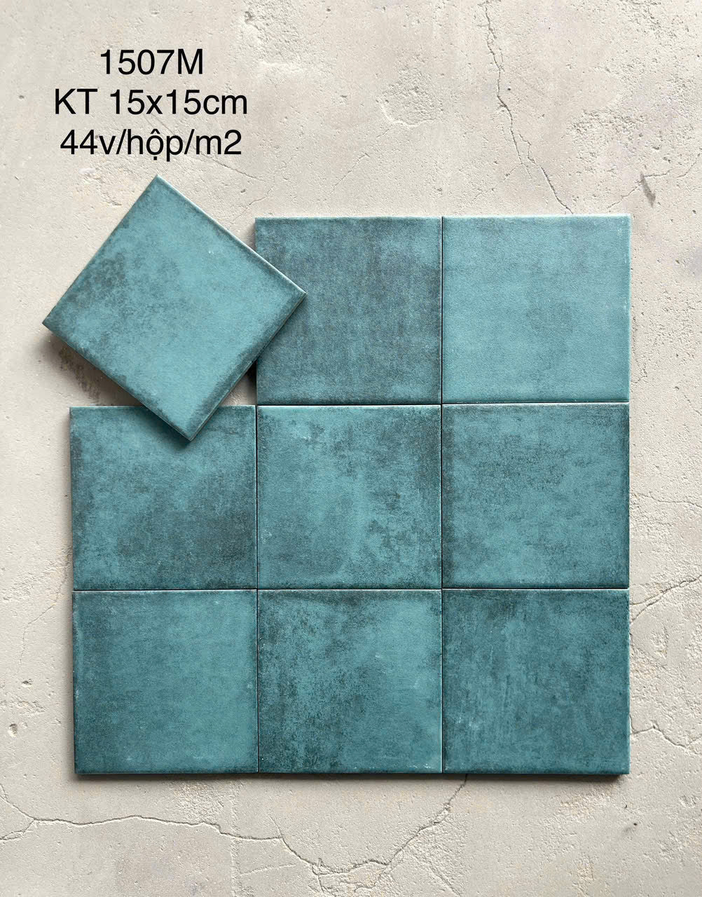 Gạch thẻ xanh men mờ KT 150x150mm (1h/1m/44v/17.5kg) 1507M - Daisan Store