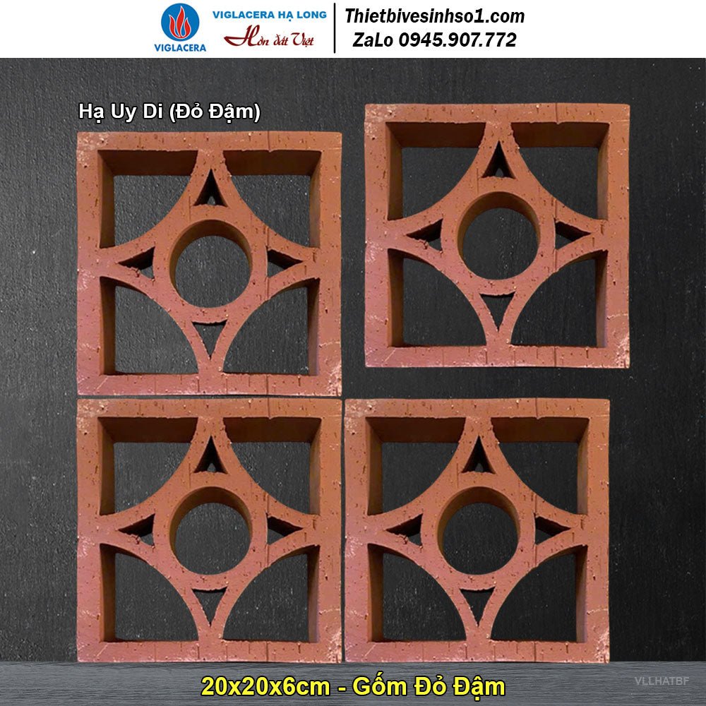 Gạch Thông Gió 20x20 Gốm Đỏ Hạ Uy Di (Đỏ Đậm) - Daisan Store