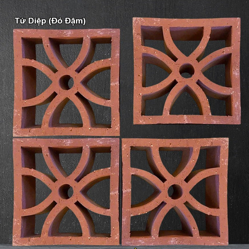 Gạch Thông Gió 20x20 Gốm Đỏ Tứ Diệp (Đỏ Đậm) - Daisan Store