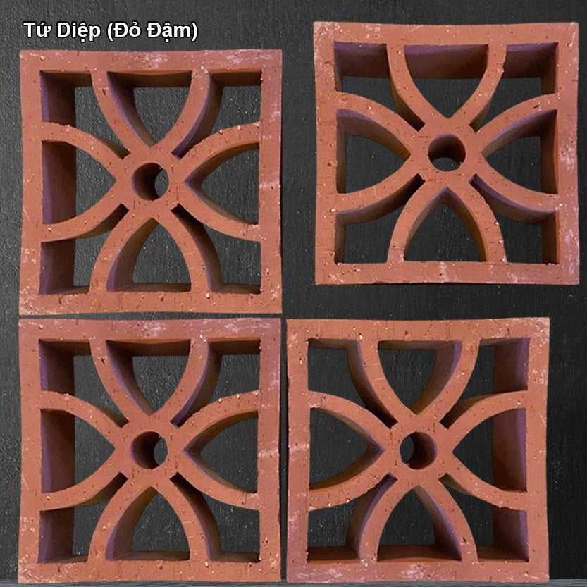 Gạch Thông Gió 20x20 Gốm Đỏ Tứ Diệp (Đỏ Đậm) - Daisan Store