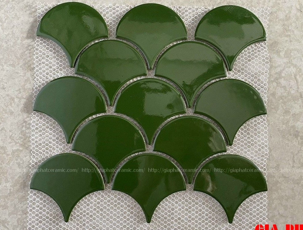 Gạch Mosaic vảy cá xanh lá men bóng GP-FT110GR