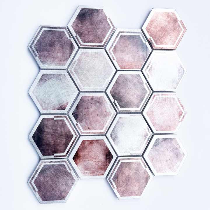 GAHEX7314 Gạch ốp tường khảm nhôm hình lục giác màu đỏ tím phong cách hiện đại dùng trang trí nội thất phòng bếp phòng tắm phòng khách - Daisan Store