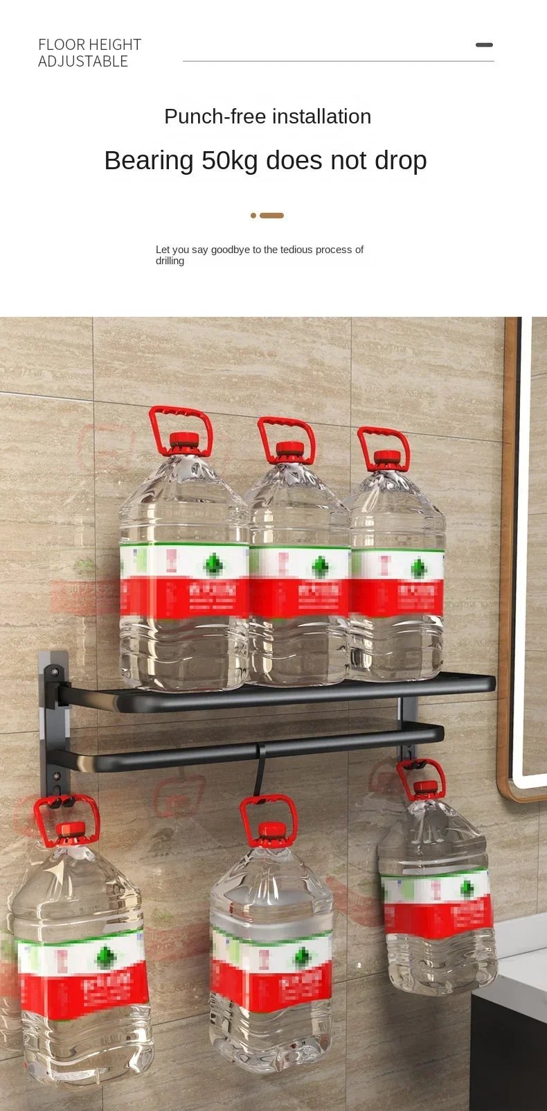 Giá Treo Khăn Dán Tường Nhôm Đen Gập Gọn 40 - 60CM - Daisan Store