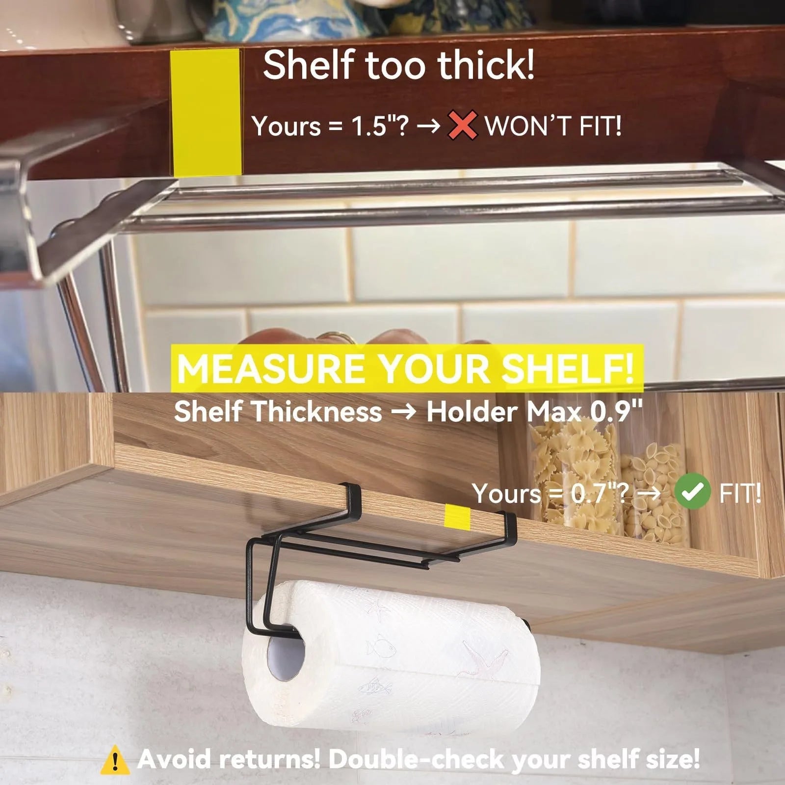 Giá Treo Khăn Giấy Tủ Bếp Đen Không Cần Khoan Lắp - Daisan Store