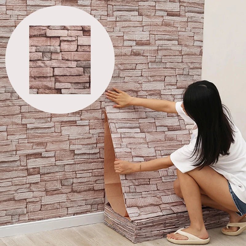 Giấy Dán Tường Giả Gạch Chống Nước 35x38.5CM Tự Dính - Daisan Store