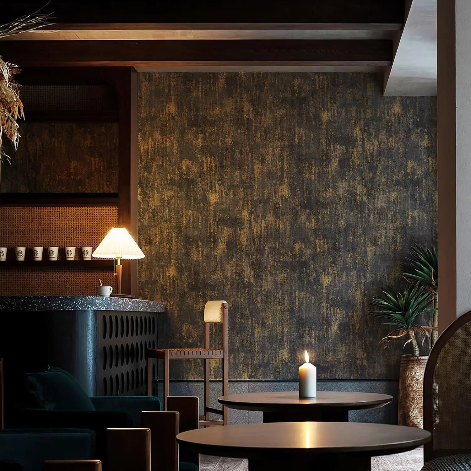 Giay Dan Tuong Kim Loai Den Vang Co Dien Tu Dinh Cao Cap - Daisan Store