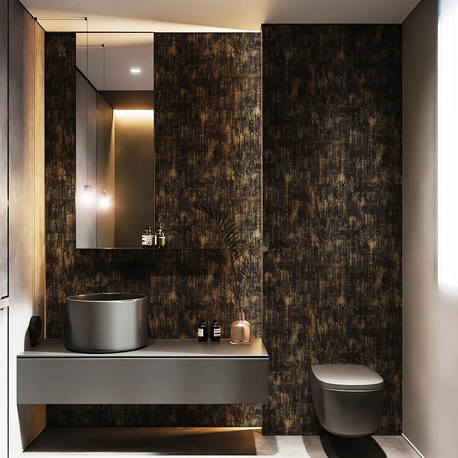 Giay Dan Tuong Kim Loai Den Vang Co Dien Tu Dinh Cao Cap - Daisan Store