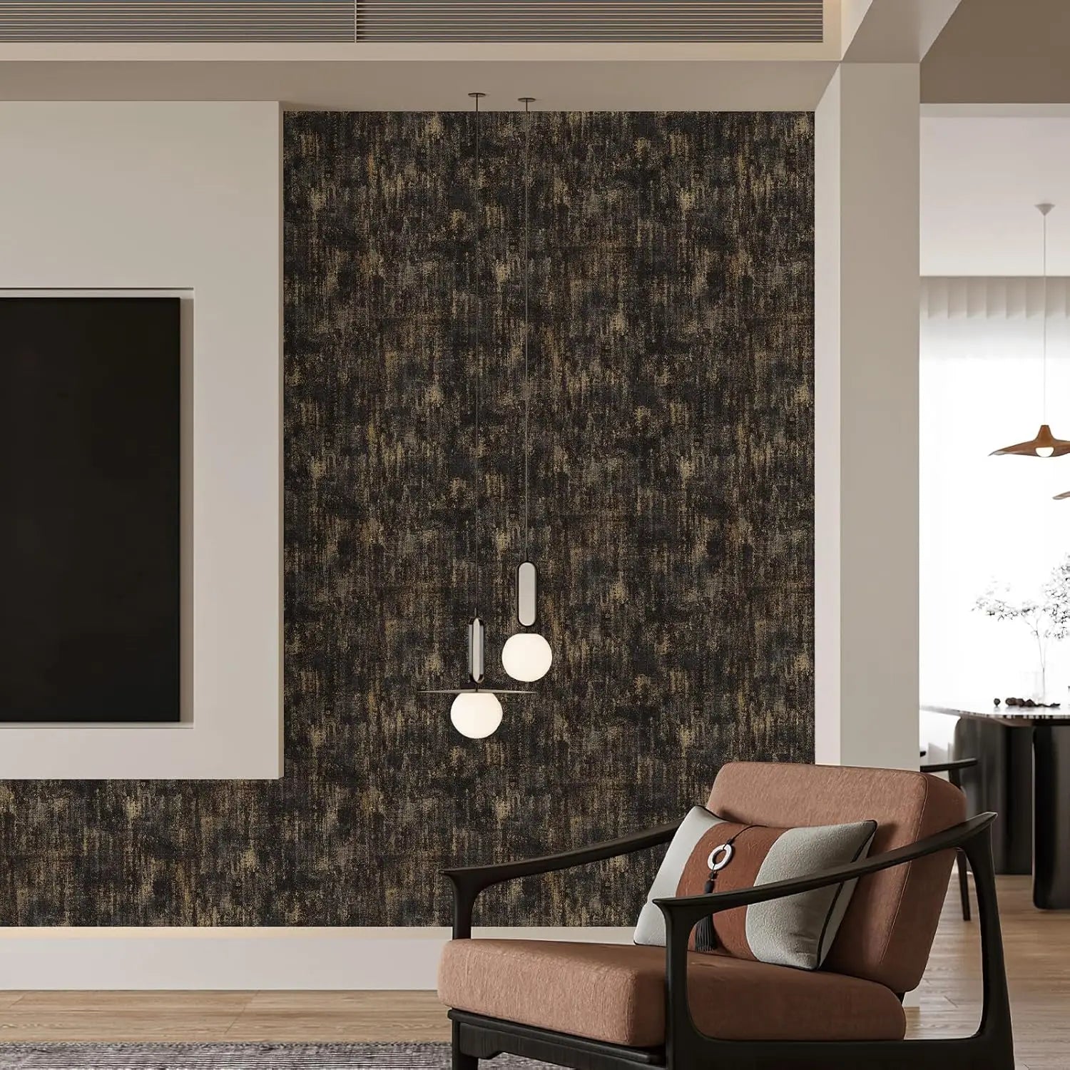 Giay Dan Tuong Kim Loai Den Vang Co Dien Tu Dinh Cao Cap - Daisan Store