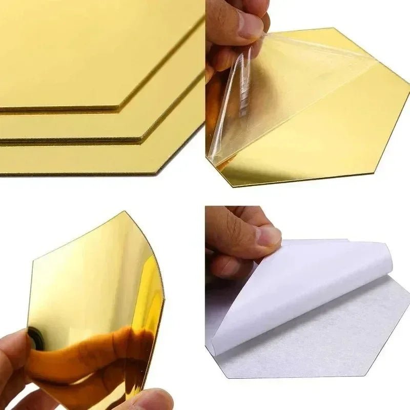 Guong Dan Tuong 3D Hinh Luc Giac Mosaic Dinh Tai Nha - Daisan Store