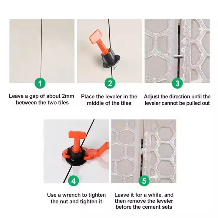 Hệ thống cân bằng gạch kiểu T bằng nhựa tái sử dụng với dụng cụ siết đặc biệt - Daisan Store