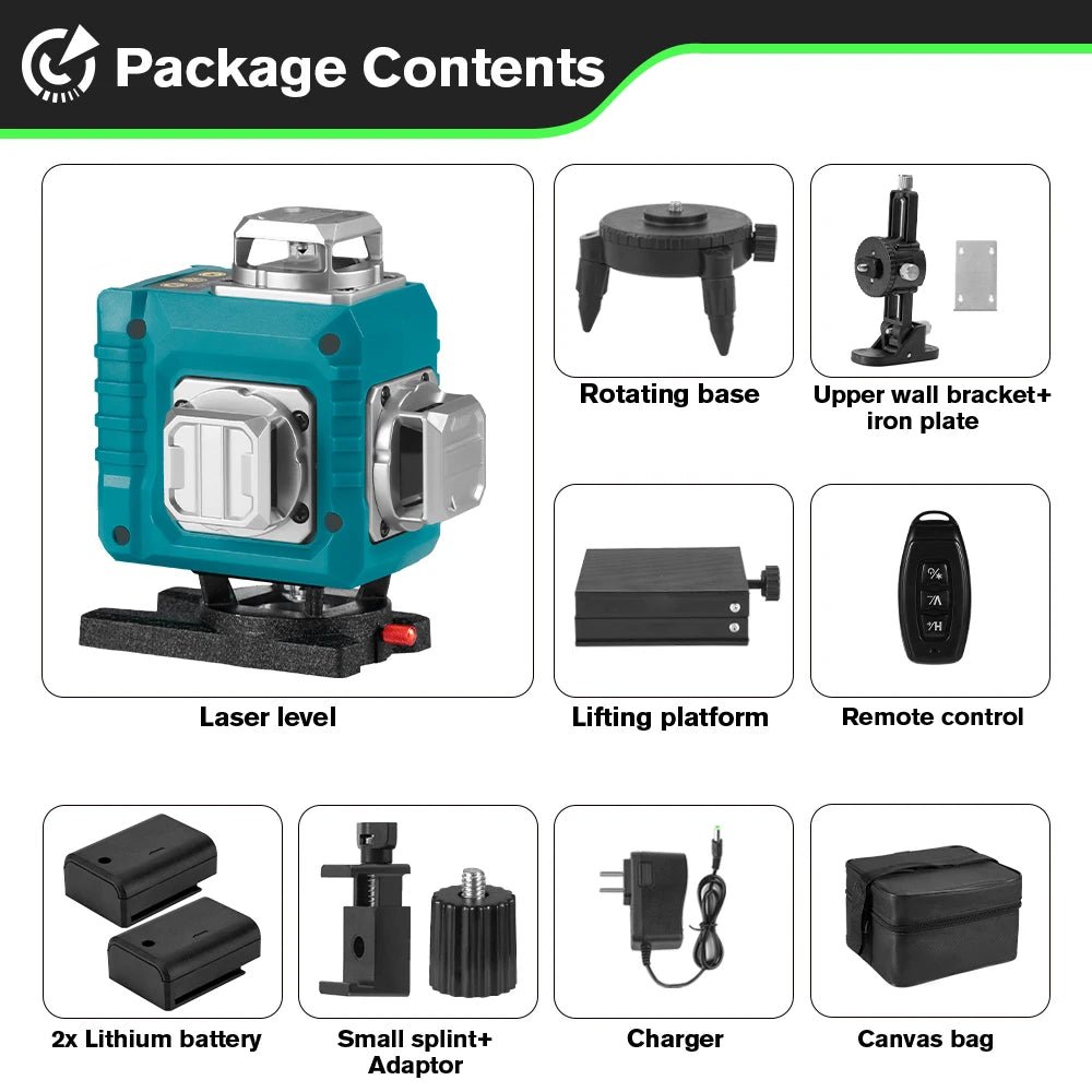 HGLINE Máy Laser Định Vị 16 Đường 4D Màu Xanh 360 Độ 30m - Daisan Store