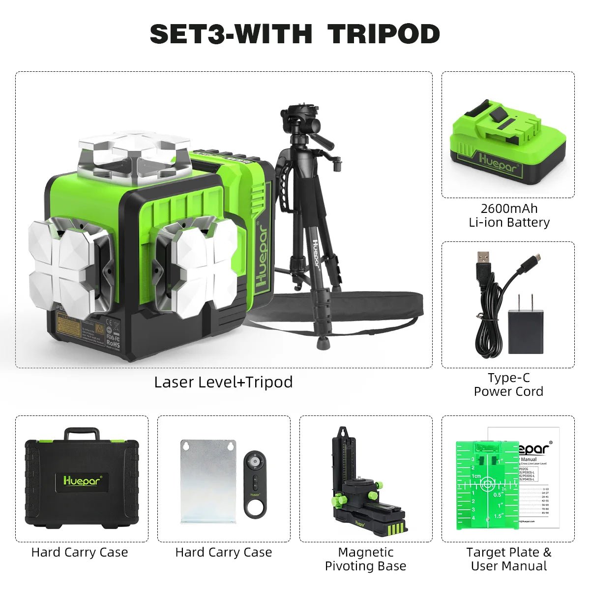 Huepar Máy Laser Xanh 3D 12 Dòng Điều Khiển Bluetooth P03 - Daisan Store