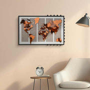 JZ Bản đồ thế giới khắc gỗ 3D hiện đại lớn Trang trí nhà Nghệ thuật đa phương tiện Tác phẩm nghệ thuật Tranh trừu tượng thủ công Trang trí tường nhà bếp - Daisan Store