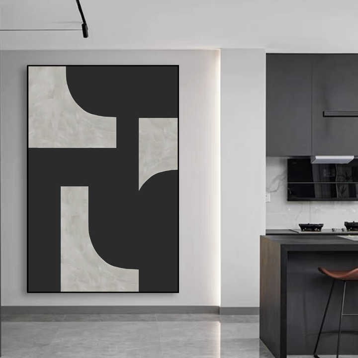 JZ Home Decor Khung Bắc Âu Tranh trừu tượng khổ lớn Giclee Canvas Nghệ thuật treo tường Hình ảnh Áp phích hình học In - Daisan Store