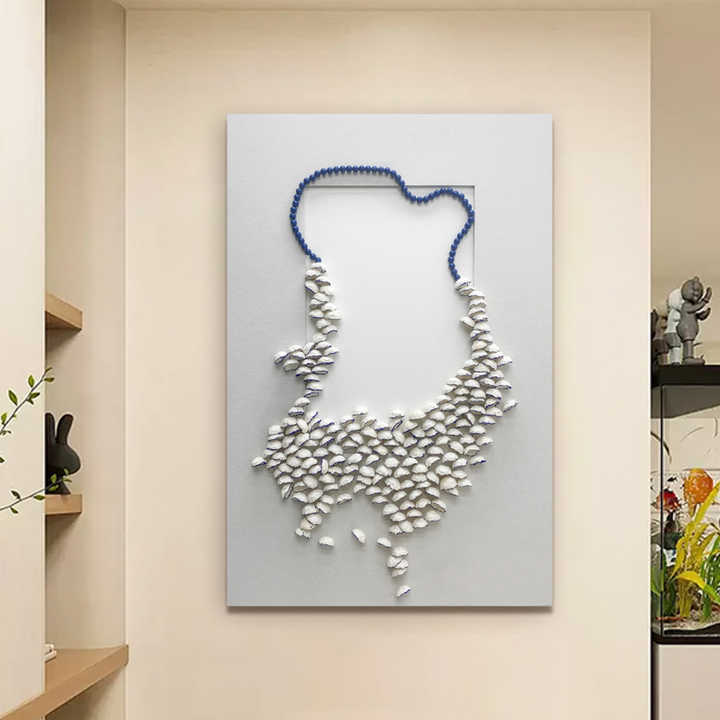 JZ Tranh treo tường trang trí nhà bằng giấy 3D hiện đại, nghệ thuật kết hợp nhiều chất liệu, tranh vòng cổ trừu tượng thủ công và tranh treo tường cho phòng ngủ - Daisan Store