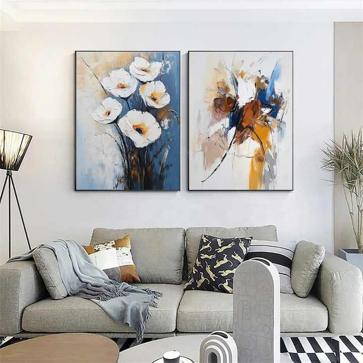 JZ Trừu tượng Kết cấu Phong cảnh Trang trí Nhà Tác phẩm Nghệ thuật 3D Vẽ tay Canvas Tường Nghệ thuật Vẽ tay Nguyên bản Tùy chỉnh Acrylic Hoa - Daisan Store