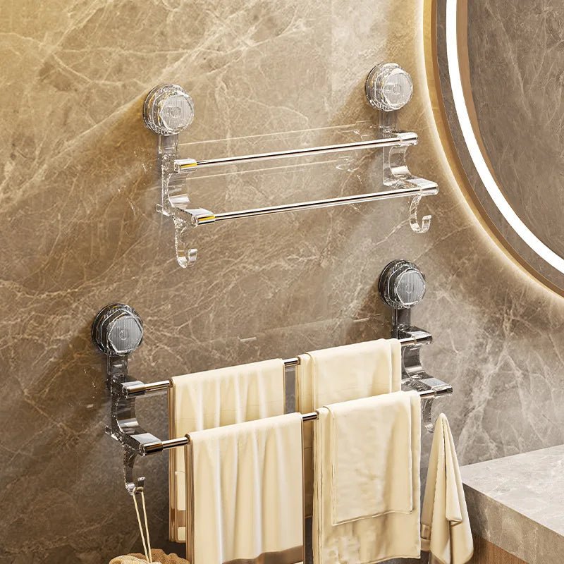 Kệ Treo Khăn Đôi Hút Chân Không Kèm Móc Tiện Lợi - Daisan Store