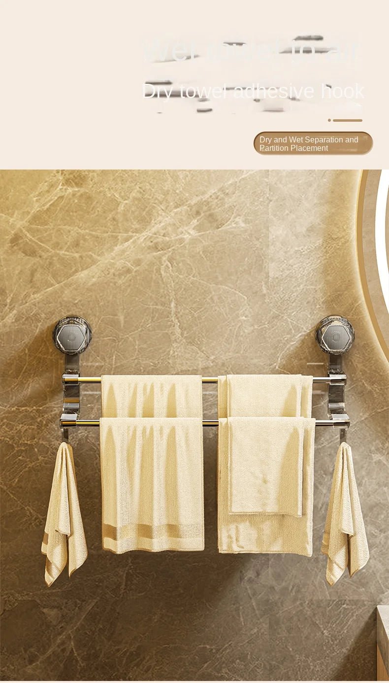 Kệ Treo Khăn Đôi Hút Chân Không Kèm Móc Tiện Lợi - Daisan Store