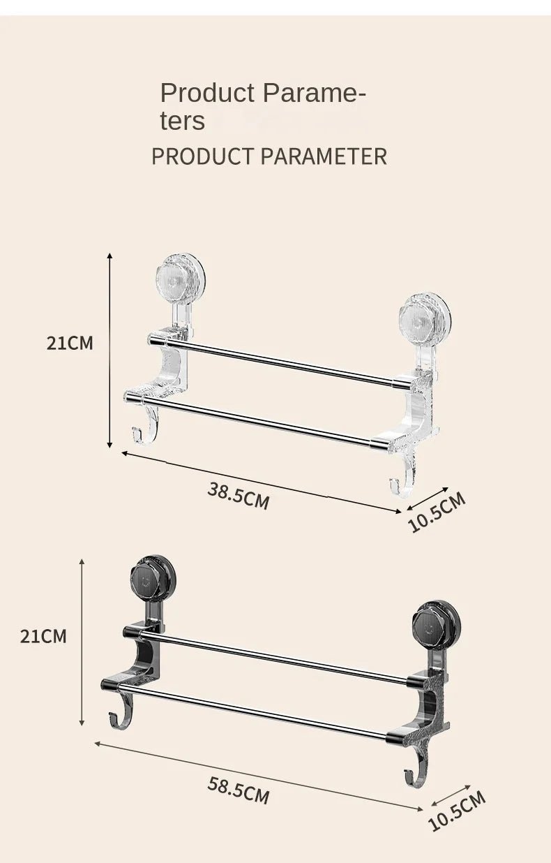 Kệ Treo Khăn Đôi Hút Chân Không Kèm Móc Tiện Lợi - Daisan Store
