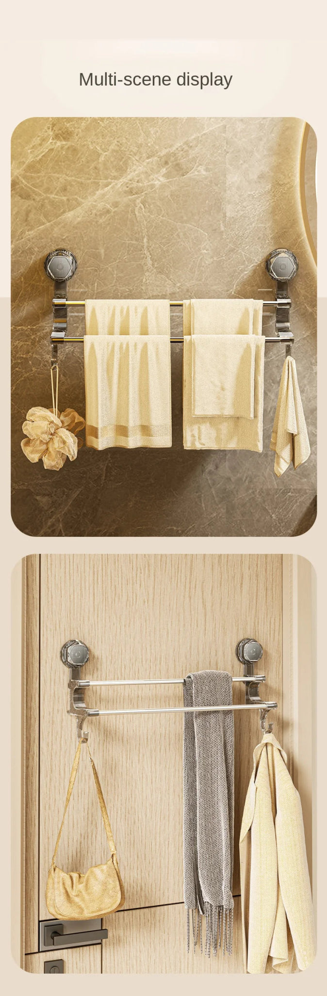 Kệ Treo Khăn Đôi Hút Chân Không Kèm Móc Tiện Lợi - Daisan Store