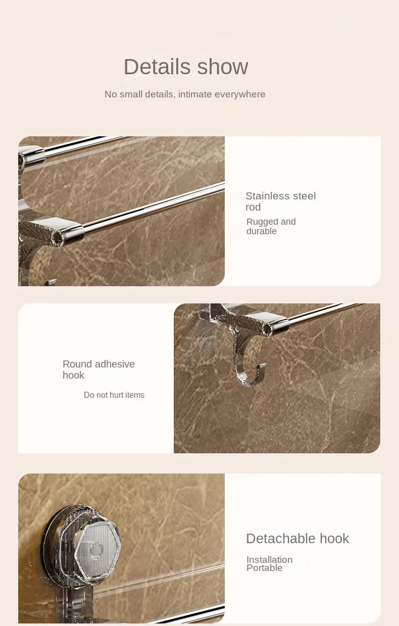 Kệ Treo Khăn Đôi Hút Chân Không Kèm Móc Tiện Lợi - Daisan Store