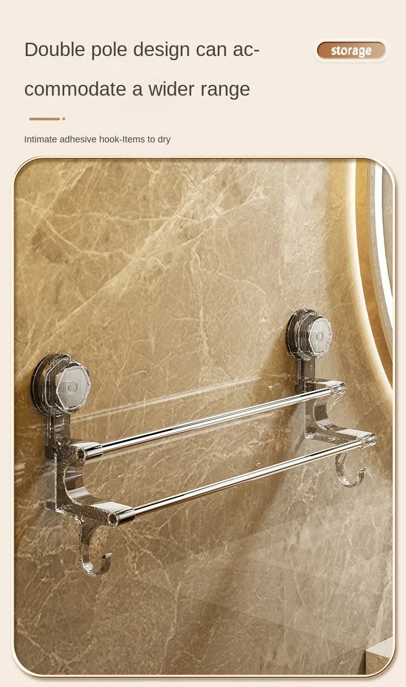 Kệ Treo Khăn Đôi Hút Chân Không Kèm Móc Tiện Lợi - Daisan Store