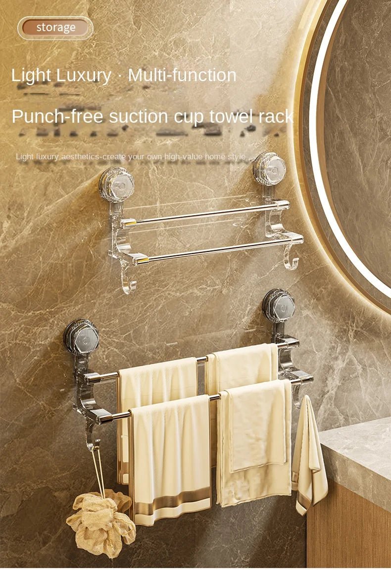 Kệ Treo Khăn Đôi Hút Chân Không Kèm Móc Tiện Lợi - Daisan Store