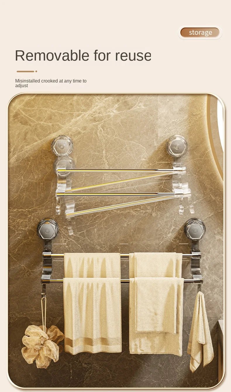 Kệ Treo Khăn Đôi Hút Chân Không Kèm Móc Tiện Lợi - Daisan Store