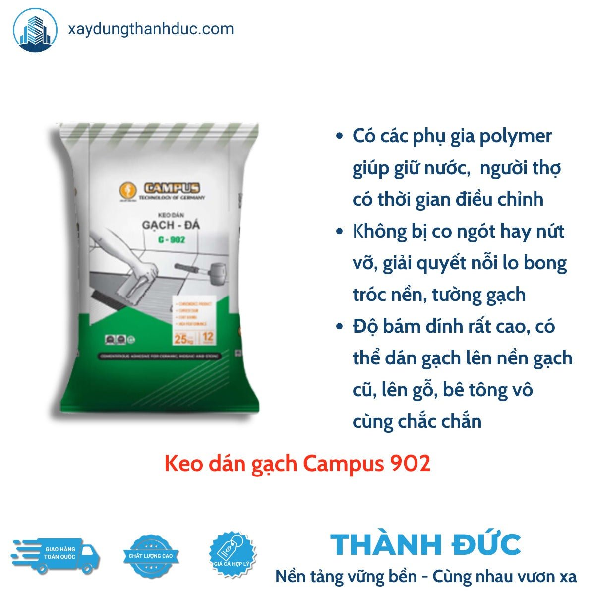 Keo Dán Gạch Campus 902 Thành Đức – Ngoài Trời & Hồ Bơi - Daisan Store