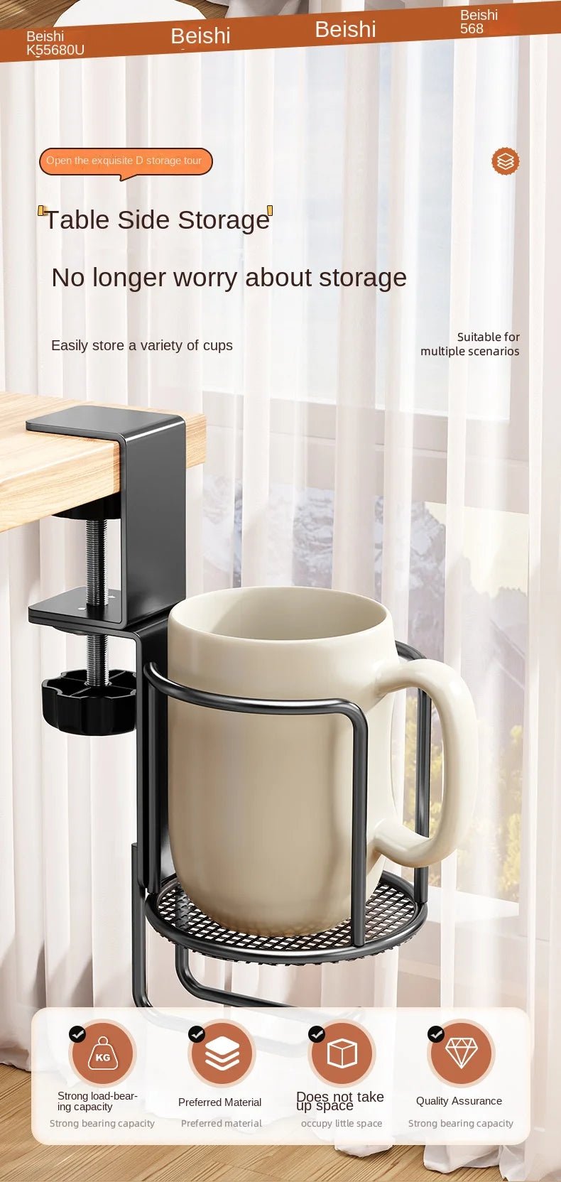 Kẹp Cốc Bàn 2in1 Không Khoan Xoay 360° Chống Rơi - Daisan Store