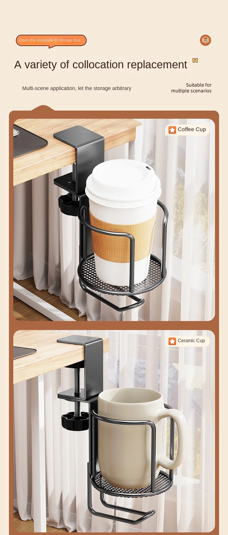 Kẹp Cốc Bàn 2in1 Không Khoan Xoay 360° Chống Rơi - Daisan Store