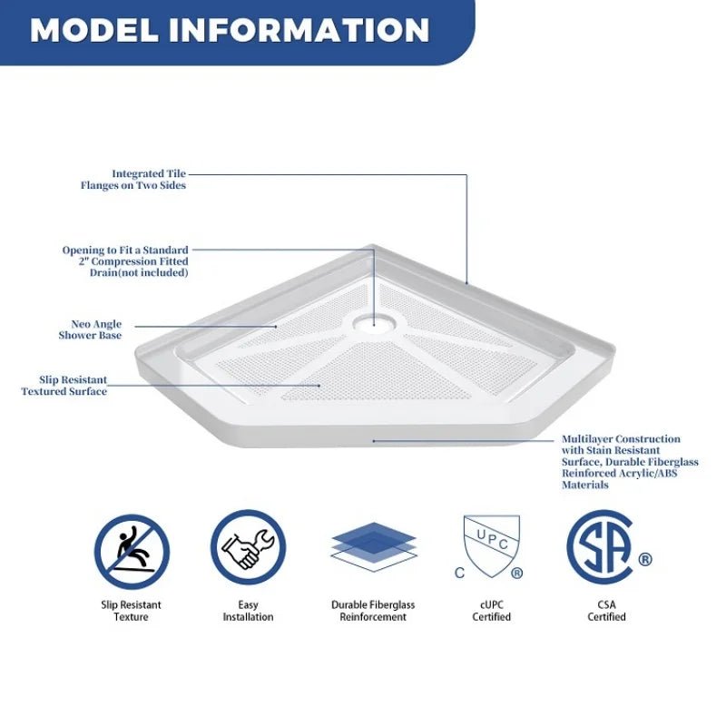 Khay Tắm Vòi Sen Acrylic Trắng Chống Trượt Vân Kim Cương - Daisan Store