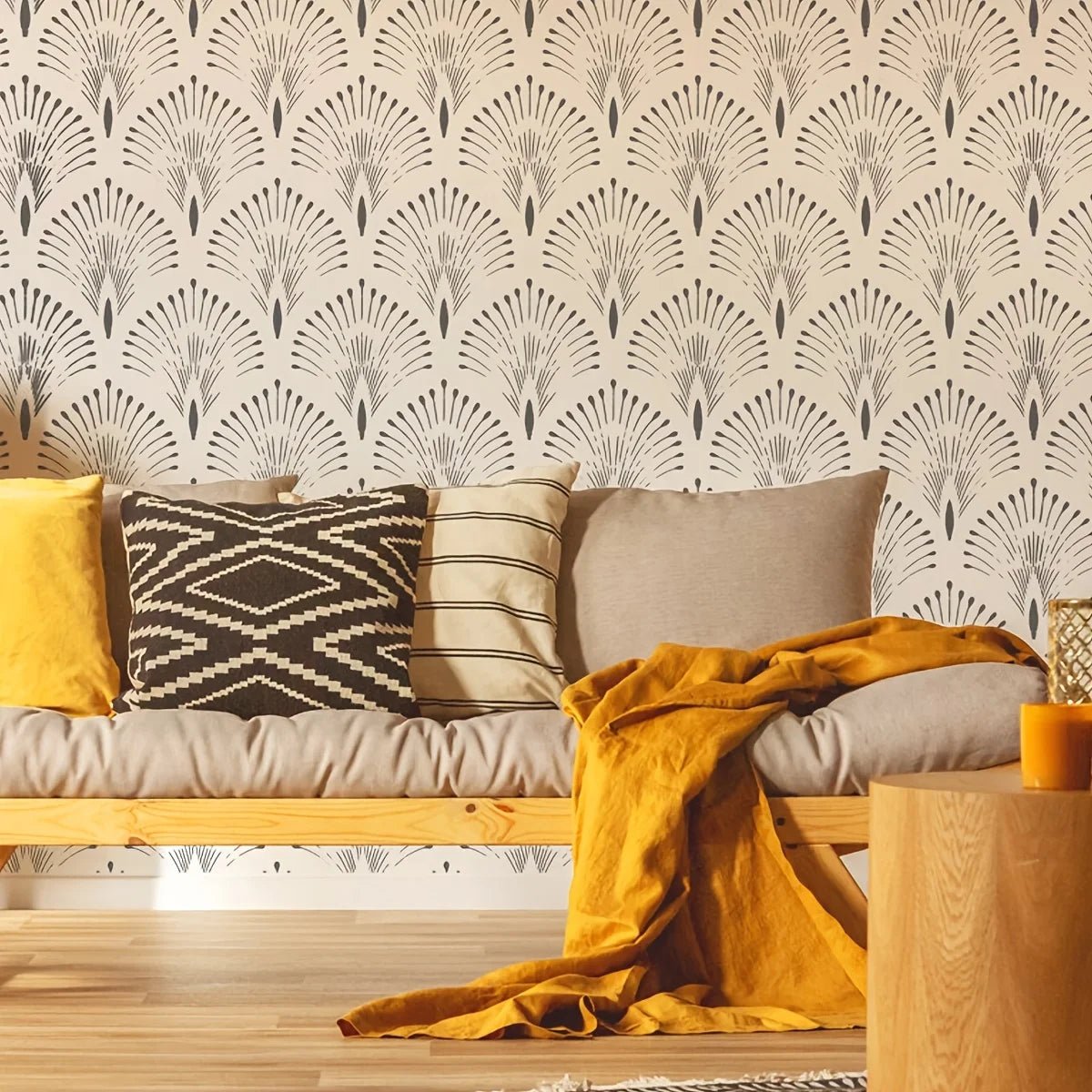 Khuon In Mau La Co Lon Cho Tuong San Vai Hien Dai Co Dien - Daisan Store