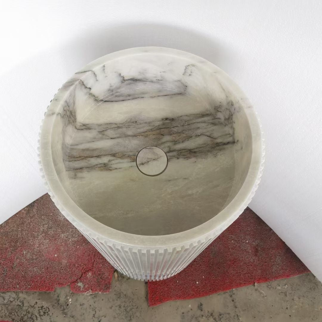 Lavabo Đá Cẩm Thạch Trắng Đứng Nguyên Khối Hiện Đại - Daisan Store