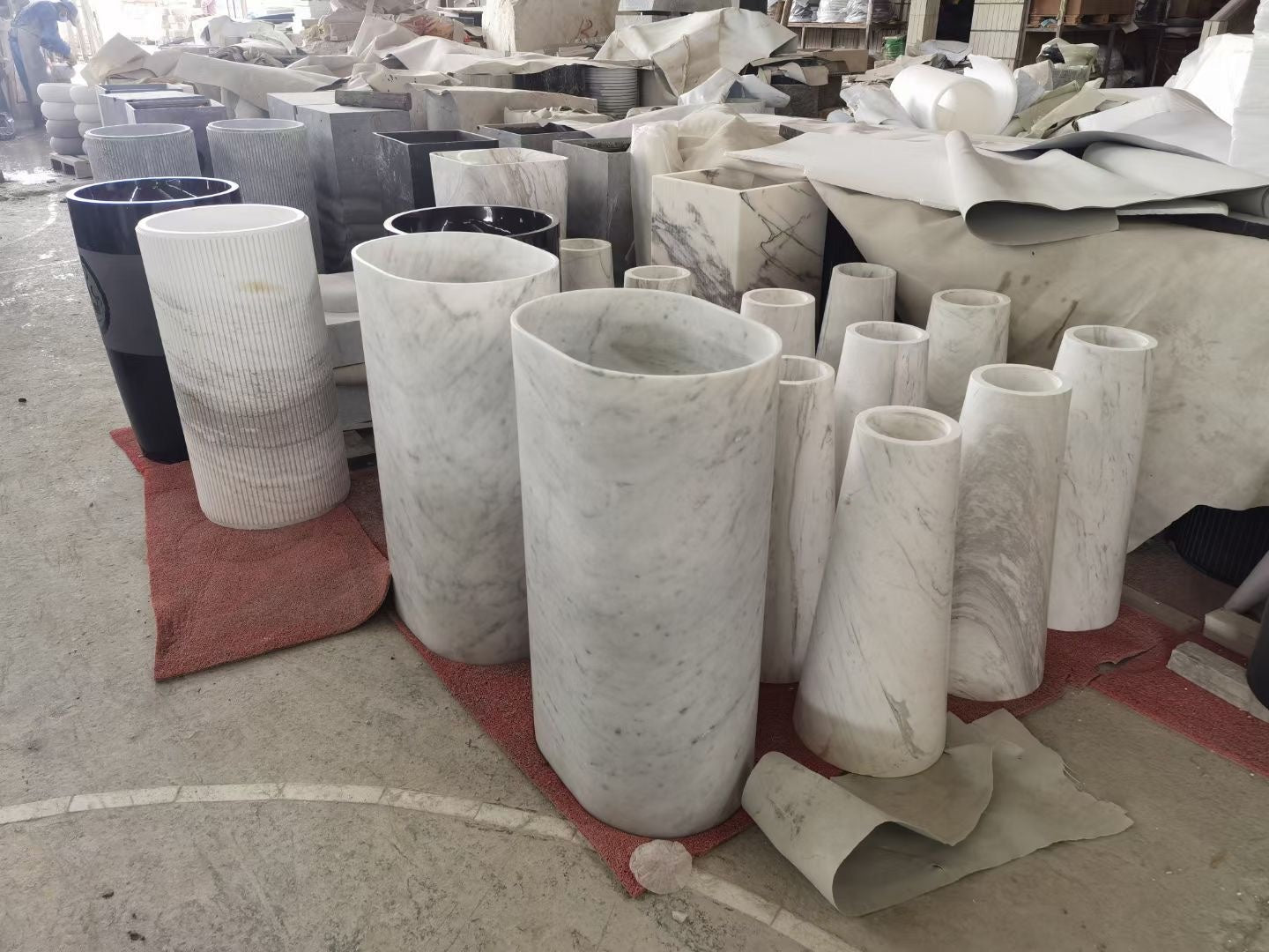 Lavabo Đá Cẩm Thạch Trắng Đứng Nguyên Khối Hiện Đại - Daisan Store