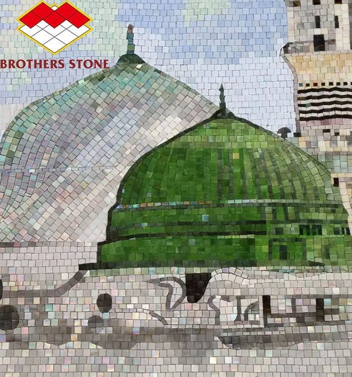 Mẫu tranh khảm đá cẩm thạch hình huy chương vuông thiết kế hiện đại trang trí tường và tranh tường - Daisan Store