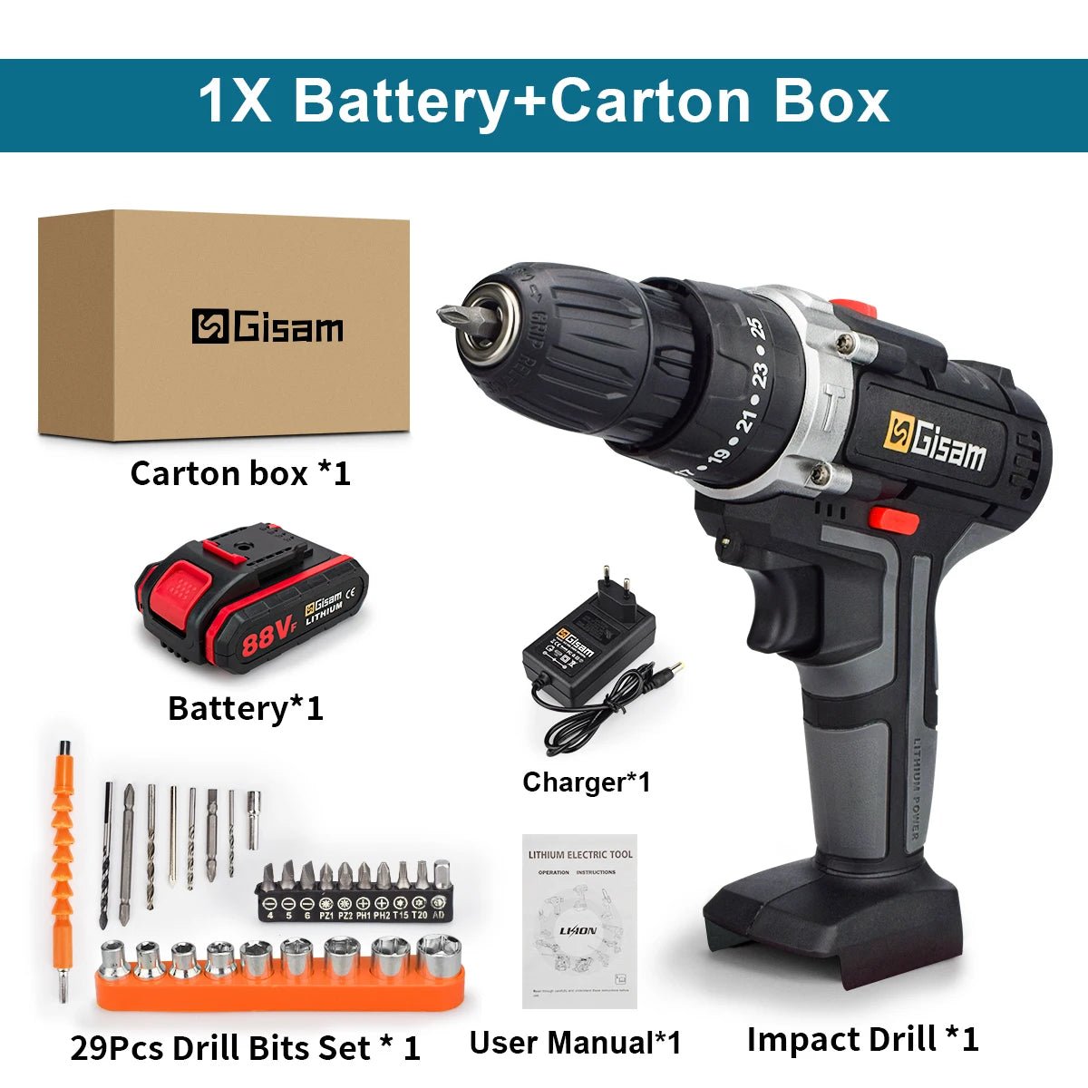 Máy Khoan Không Dây 21V Tác Động Pin Lithium 2 Tốc Độ - Daisan Store