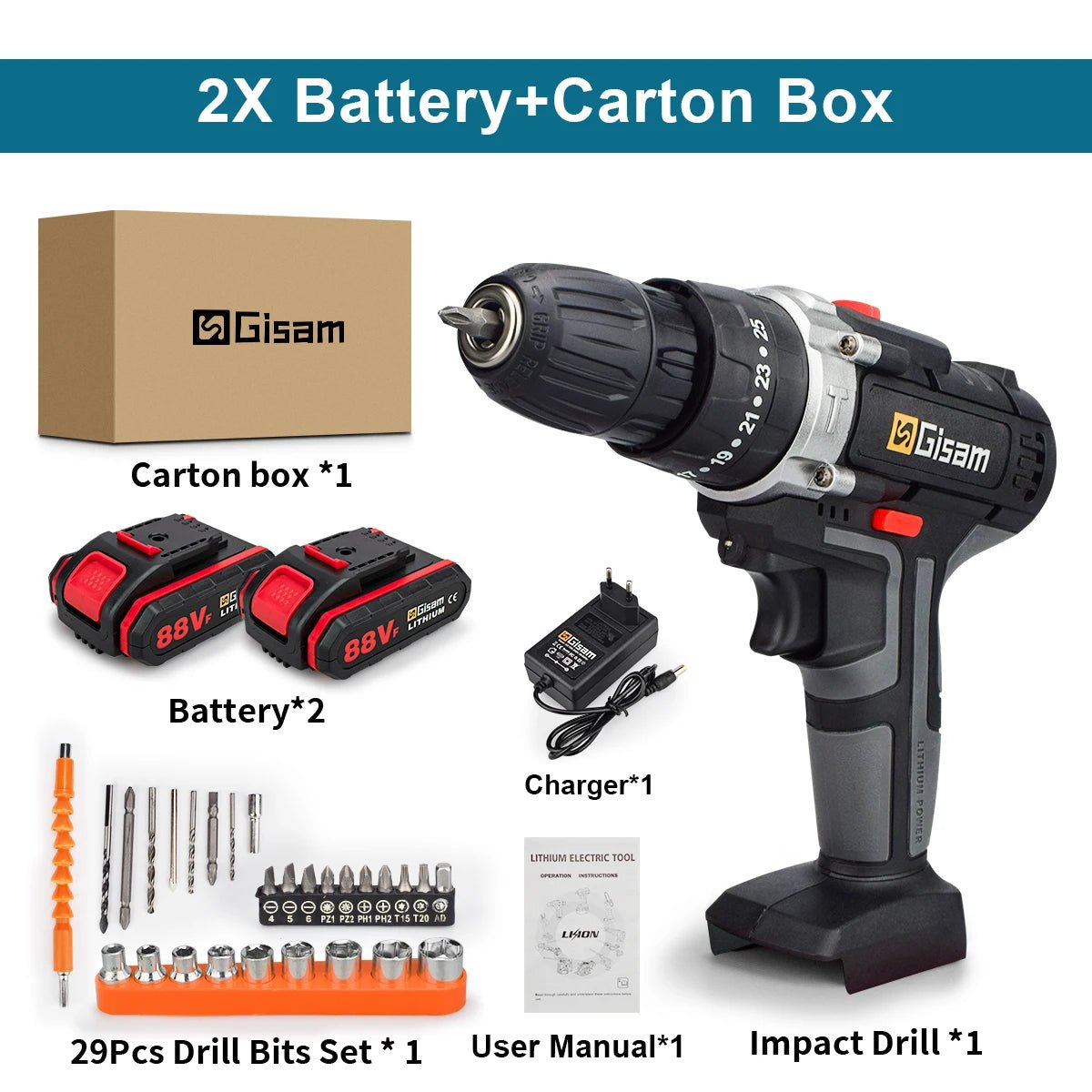 Máy Khoan Không Dây 21V Tác Động Pin Lithium 2 Tốc Độ - Daisan Store