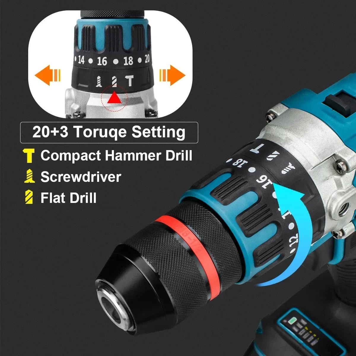 Máy Khoan Và Đập Không Dây Brushless 13MM 480NM Pin Sạc - Daisan Store