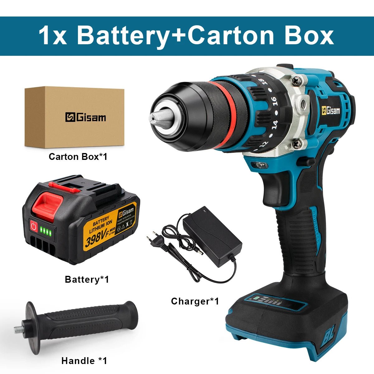 Máy Khoan Và Đập Không Dây Brushless 13MM 480NM Pin Sạc - Daisan Store